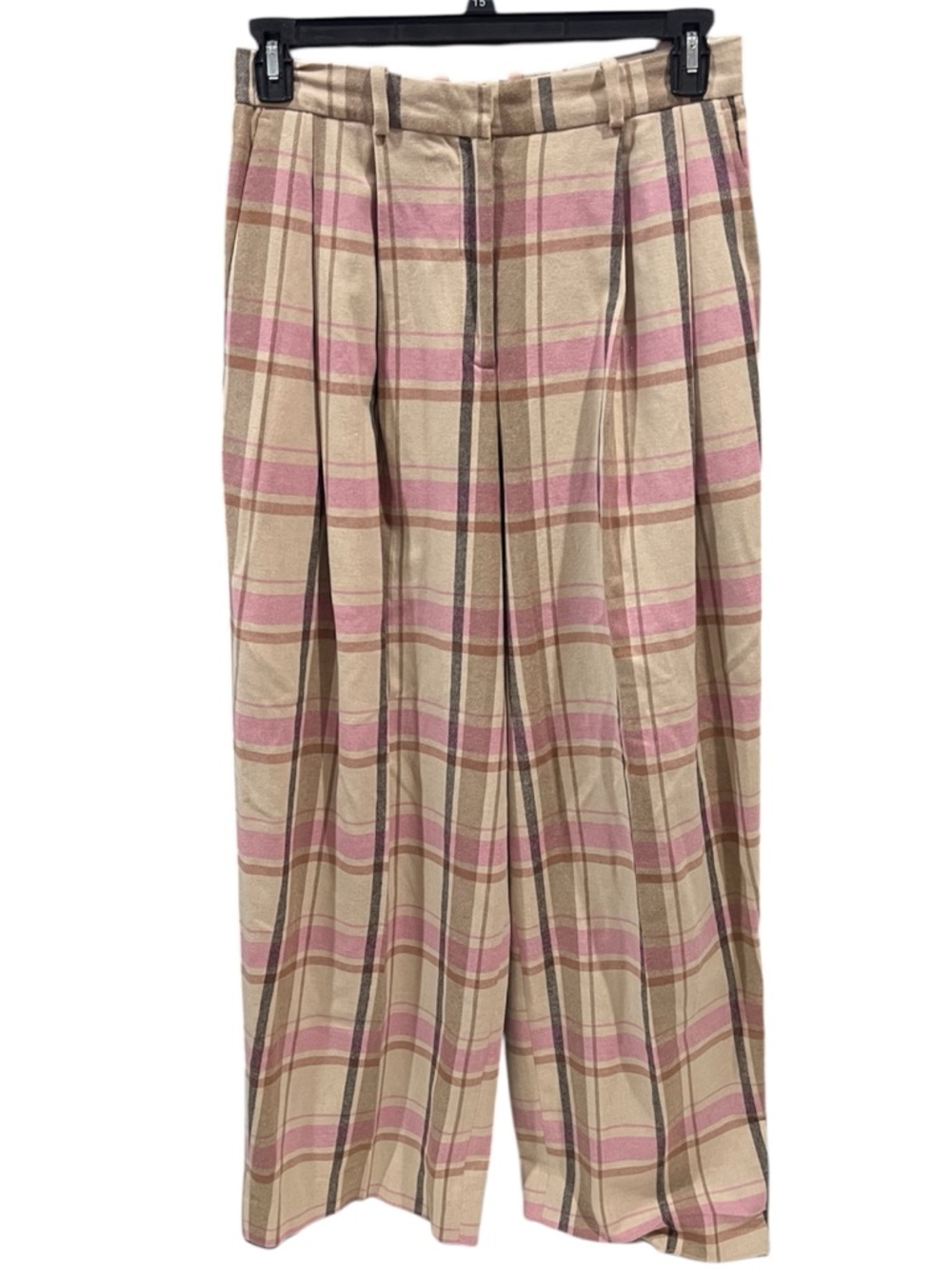 COS Pleated Wide-Leg Checked Trousers Size 8 - Picture 3 of 10